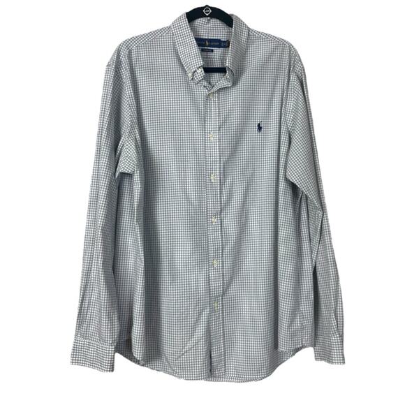 Ralph Lauren Men’s Shirt Collared Button Down Classic Fit Gray Plaid XL 17.5 - Picture 1 of 7